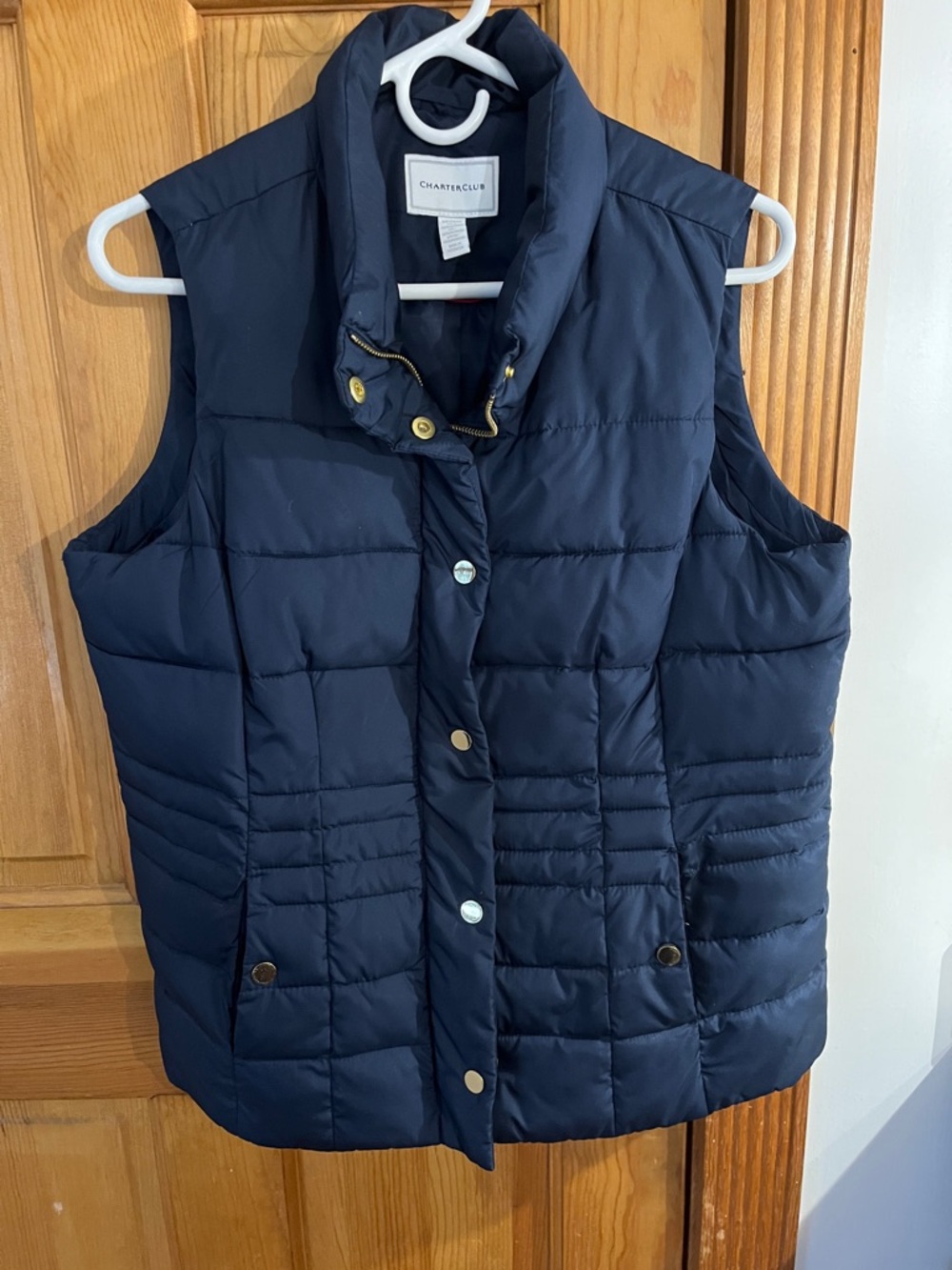 Charter Club Navy Quilted Snap-Front Puffer Vest